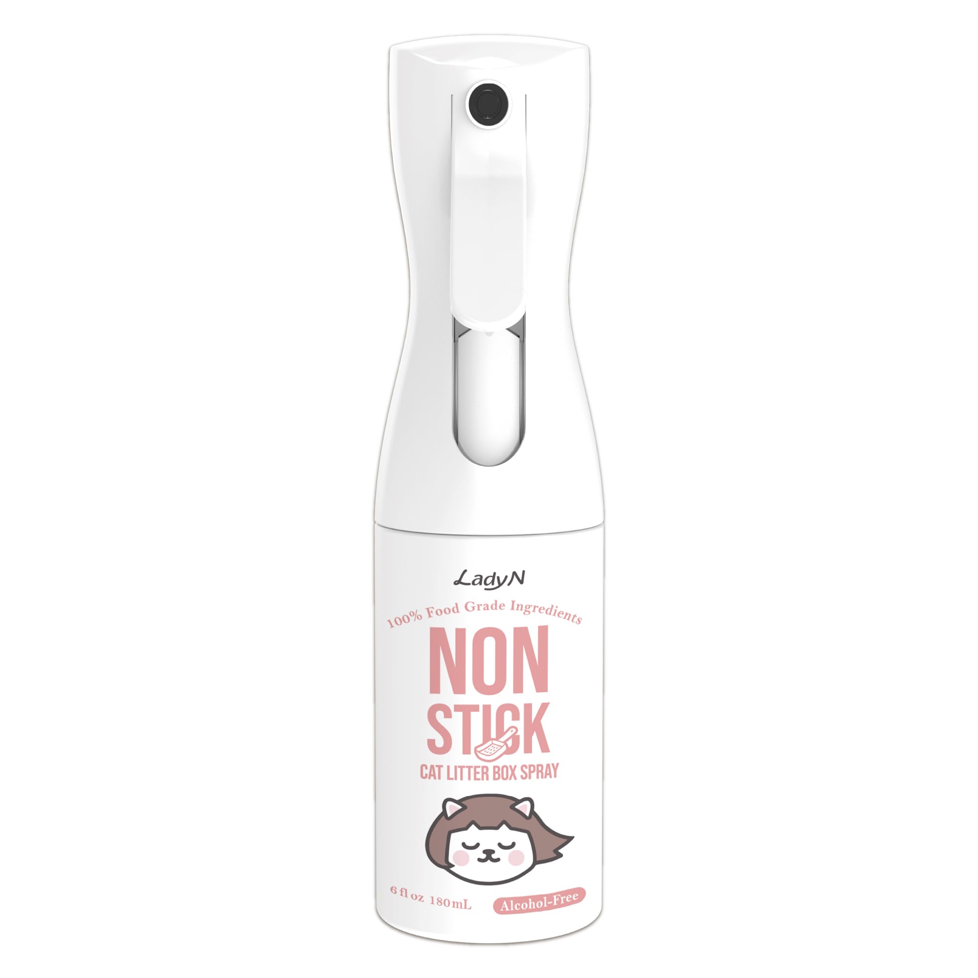 Lady N Non-Stick Spray for Cat Litter Box and Self-Cleaning Cat Litter Box, Alcohol-Free, Food Grade Mineral Oil, 6 fl oz