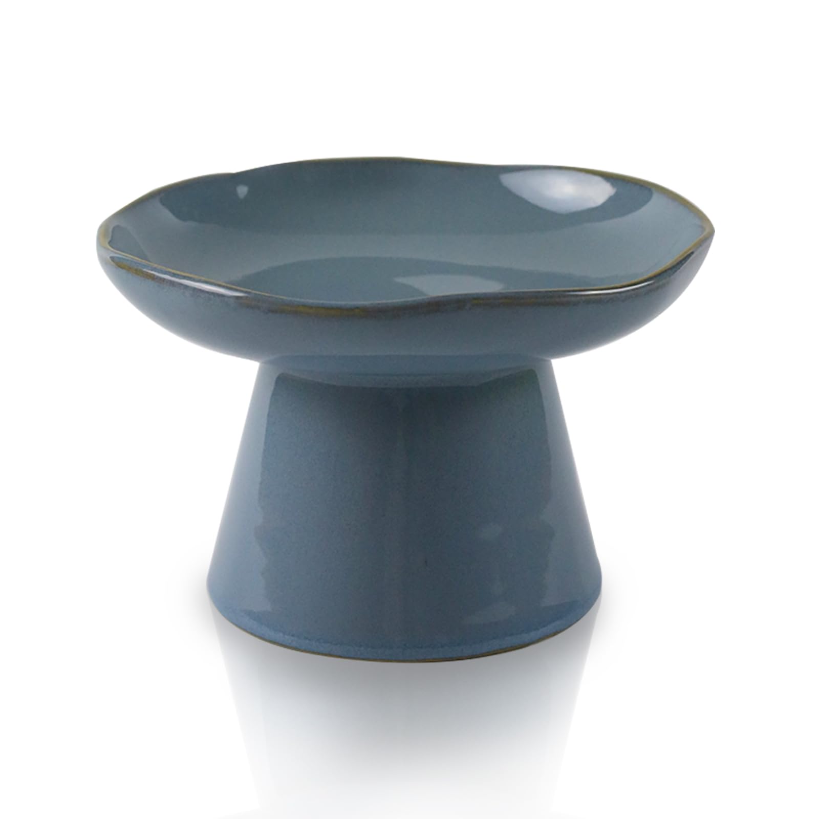 Extra Wide 6.1 Ceramic Raised Cat Food Bowl, Shallow Elevated Pet Feeder for Food Feeding, Anti Vomiting Whisker Fatigue Bowls f