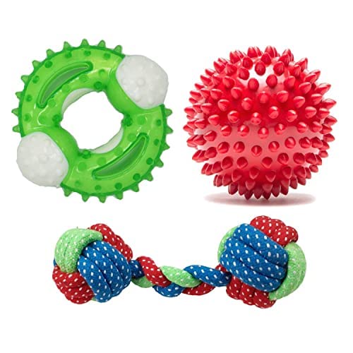 Psk Pet Mart Dog Chew Toys + Chew Toys For Dogs Adult + Dog Rope Dumbbell + Tpr Hard Chew Spike Ring (3.5 Inch) + Rubber Stud Sp