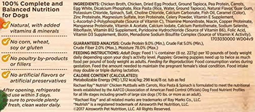 Rachael Ray Nutrish Premium Natural Wet Dog Food, Chicken Muttballs Recipe, 8 Ounce Tub (Pack of 8)