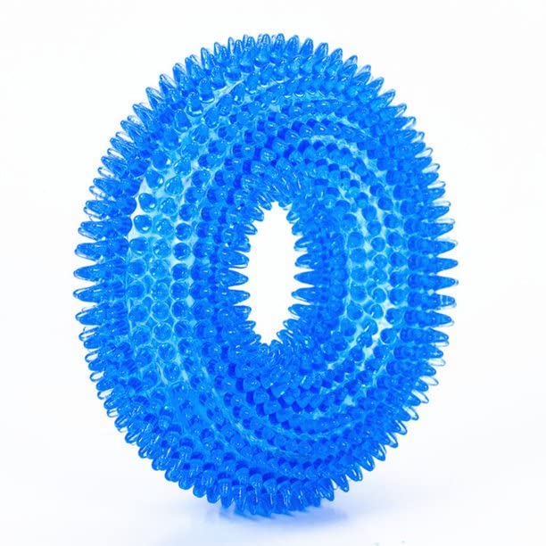 The Pets Company Rubber Dental Puppy Teething Spike Ring | Squeaker Sound Dog Chew Toy