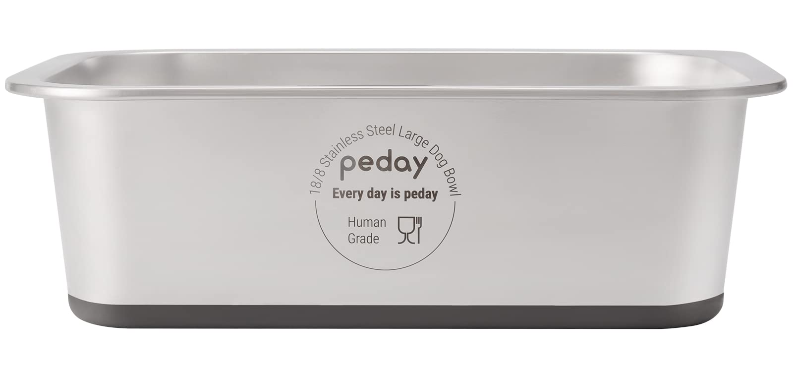 PEDAY 1.2 Gallon Large Dog Water Bowl, 18/8 Human Grade Stainless Steel - Silver Nonslip