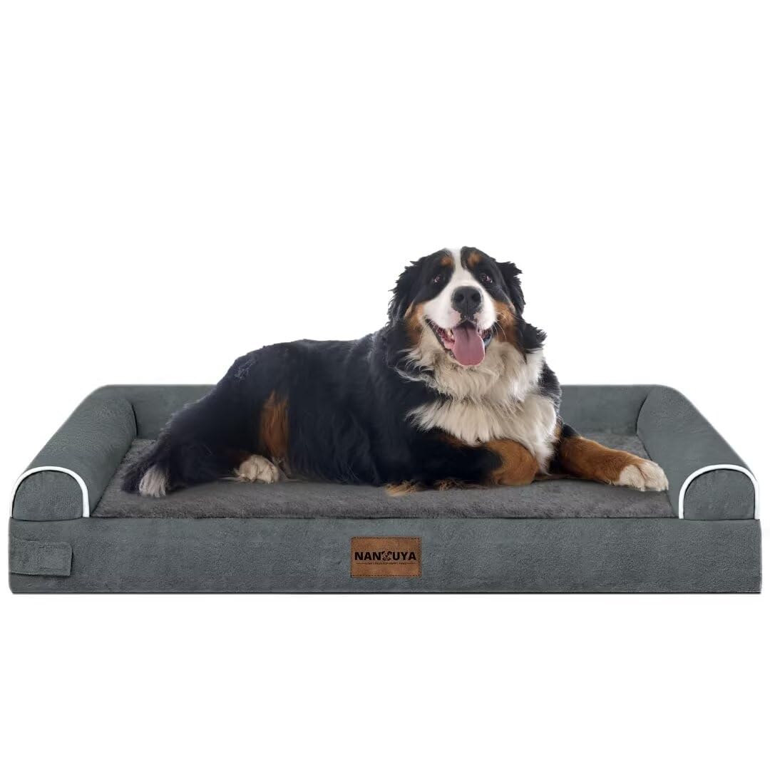 Large Dog Bed Orthopedic Washable: Jumbo Dog Bed Bolster Extra Large Dogs Egg Crate Foam Sofa Couch Waterproof Removable Cover -
