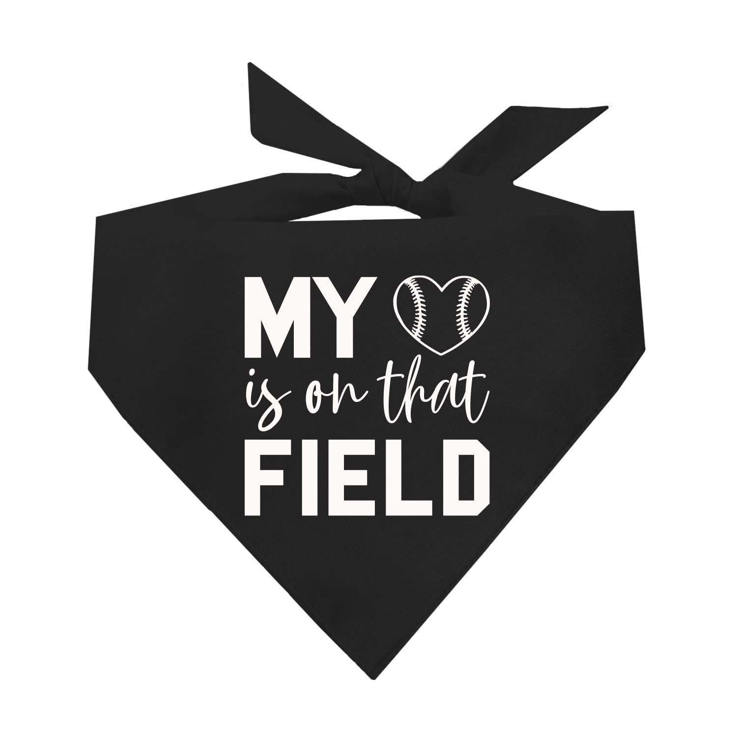 My Heart Is On That Field Baseball Dog Bandana (1044 Black, One Size)