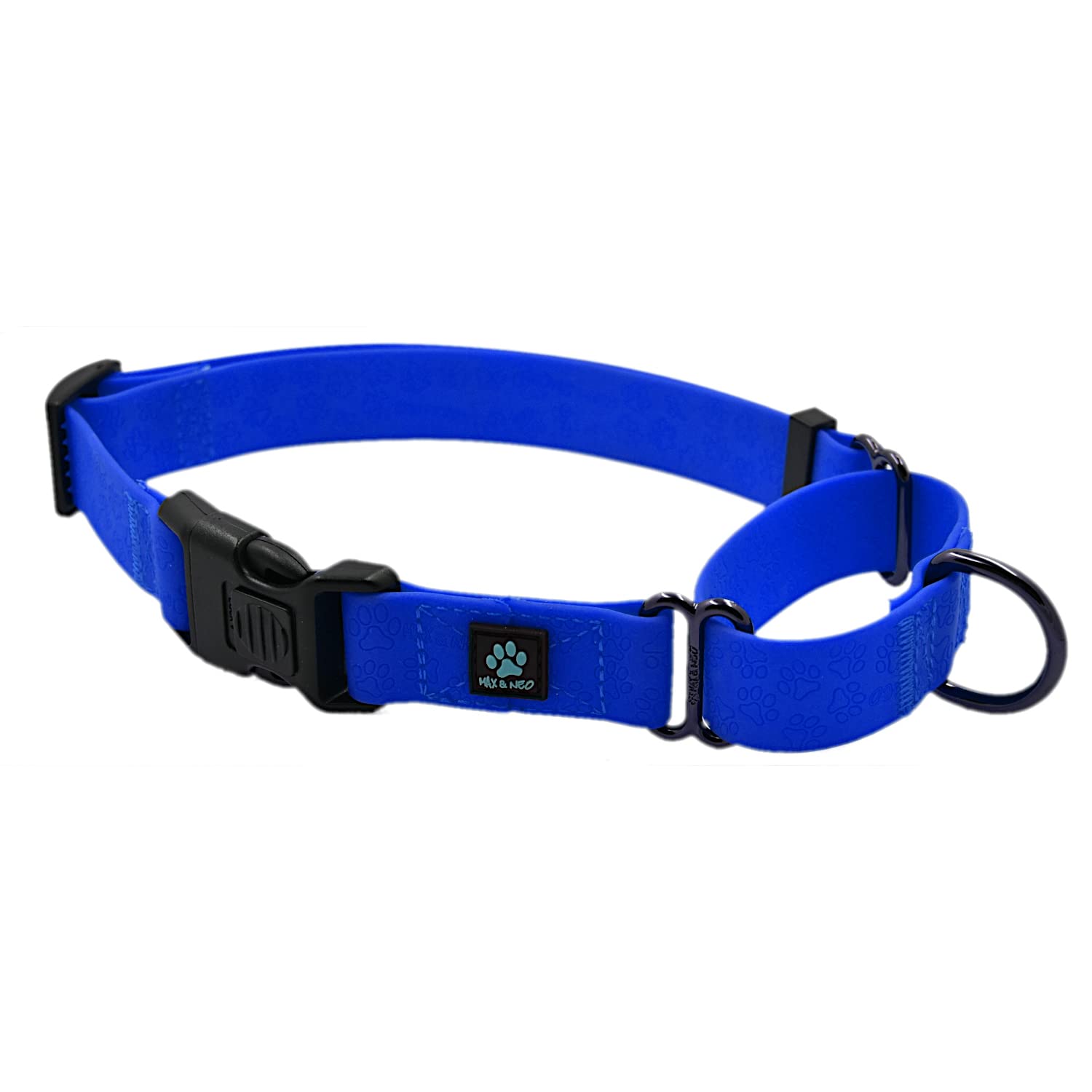 Max And Neo Waterproof Martingale Dog Collar - We Donate A Collar To A Dog Rescue For Every Collar Sold (Large, Blue)