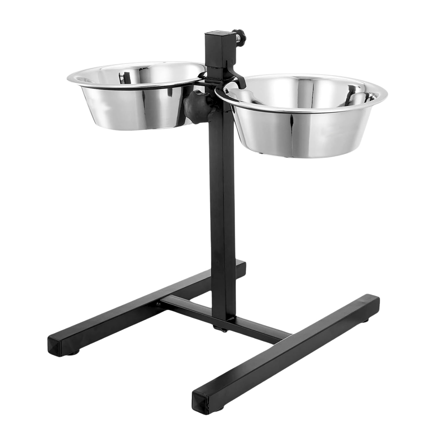 Double Stainless Steel Dog Bowls, With Stand, Height Adjustable, Food Water 900 Ml X 2