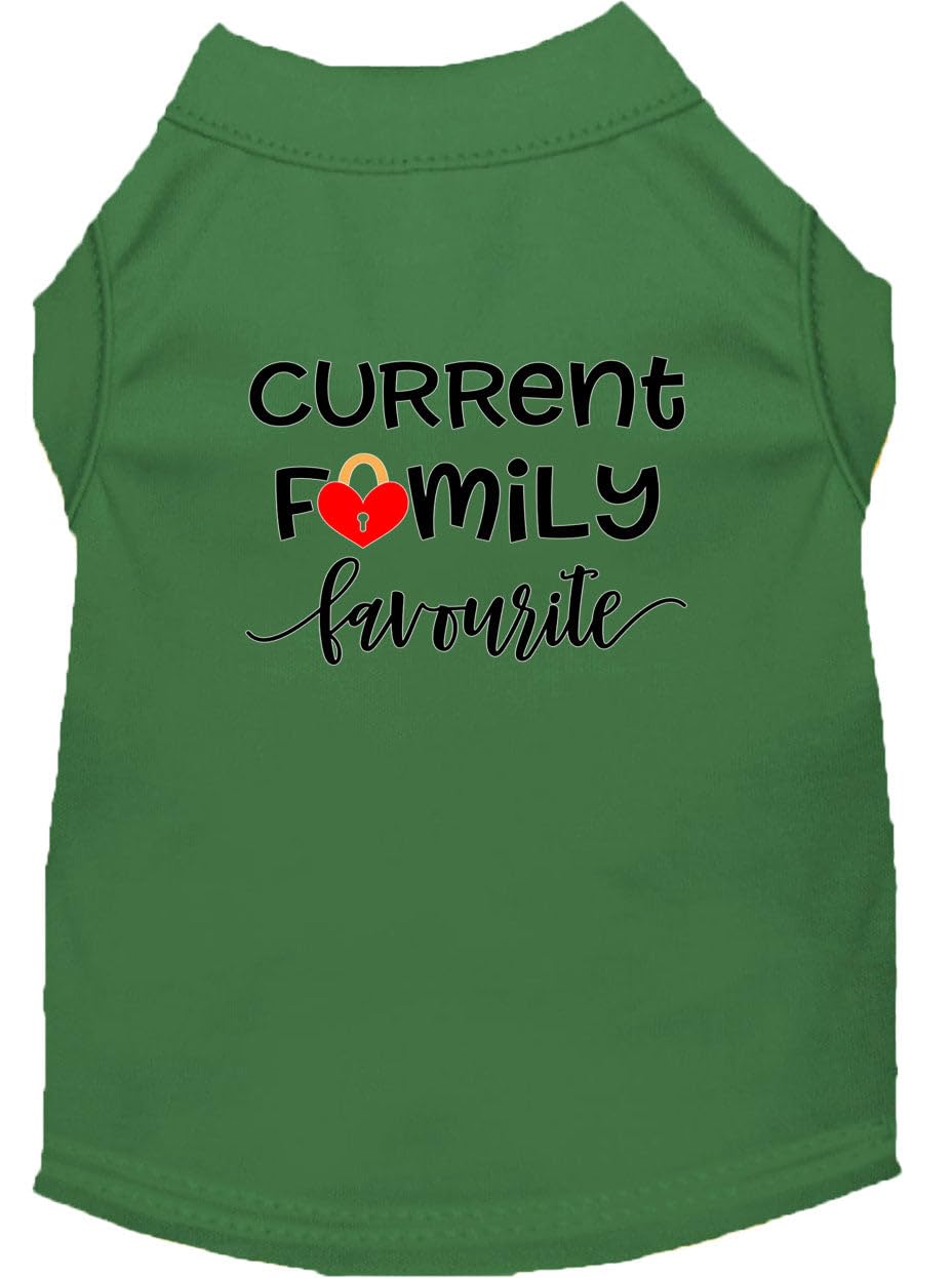 Pet Dog & Cat Shirt Screen Printed, "Current Family Favorite" Emerald Green 2XL (20-25 lbs.)