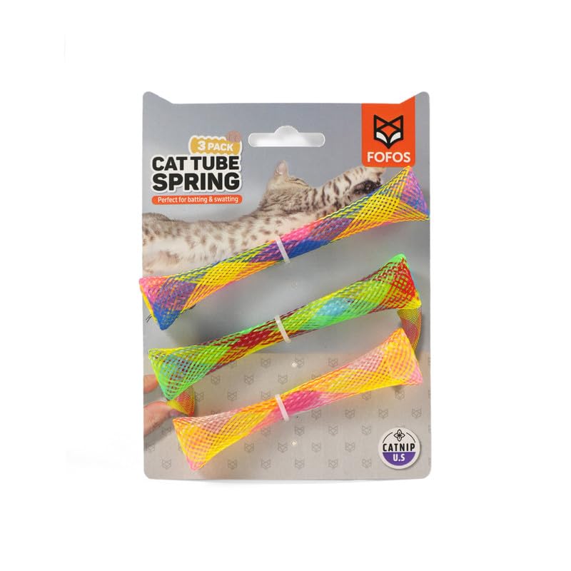 Barkbutler X Fofos Spring Tube Cat Toys  3 Pack Catnip Toys, Flexible Design, Fun Cat Accessories For Batting And Swatting, Toy