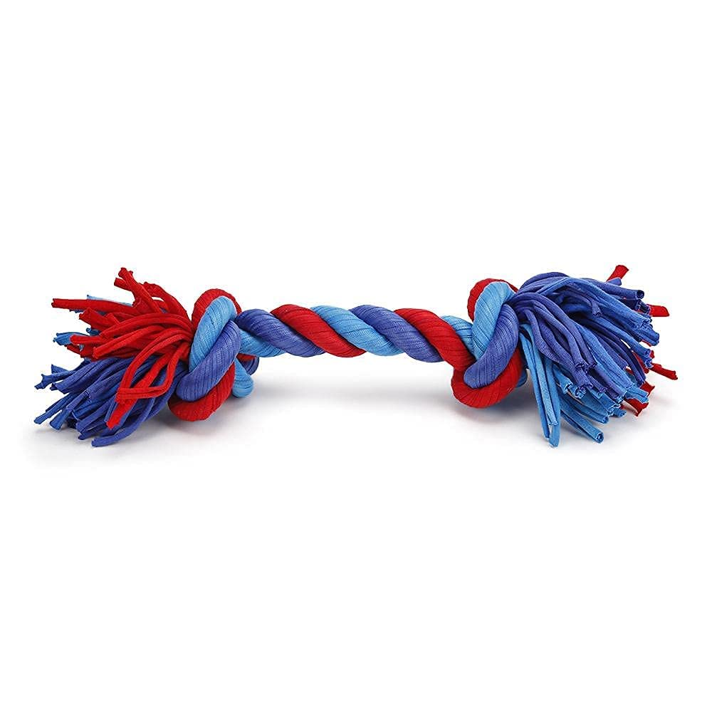 Chumspet TwoKnot Tugger Rope Dog Toy  Strong Cotton Rope Toy For TugOfWar, Chewing And Interactive Play With Dogs (Single Pi