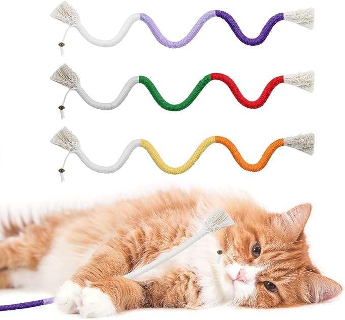 Shopipistic Chew Rope Cat Toy For Indoor Cats Adult & Kittens  Catnip Infused Interactive Pet Toy For Playing, Teaser Style Bit