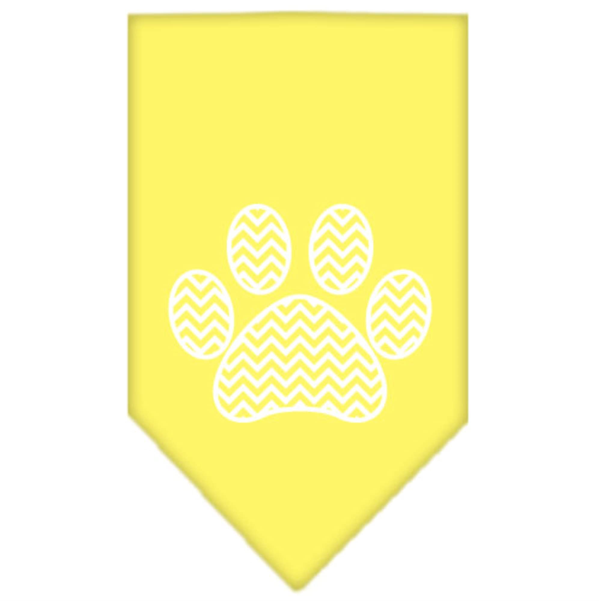 Mirage Pet Products Chevron Paw Screen Print Bandana, Yellow, Large