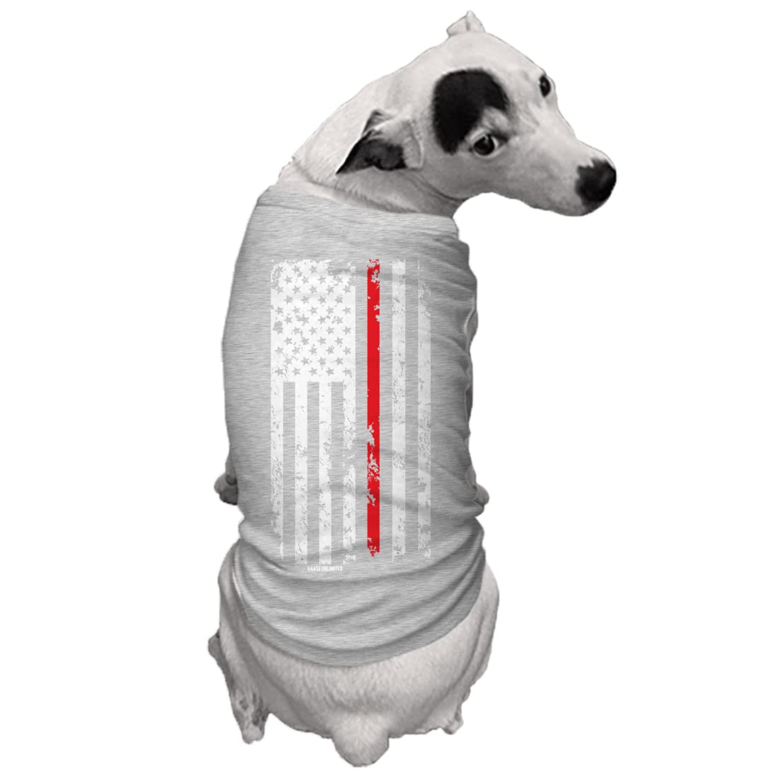 Red Line Flag - Usa American Dog Shirt (Light Gray, Large)