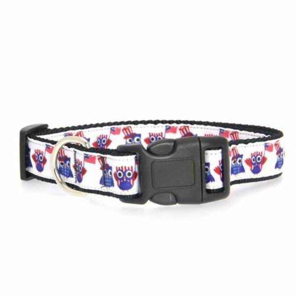 Pet Dog & Cat Nylon Collar or Leash, "American Owls" LG Collar