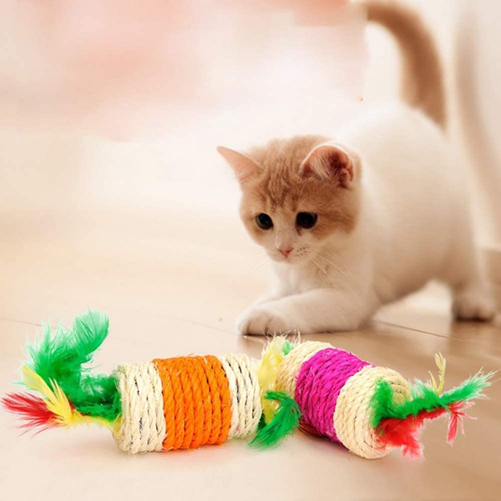 Pets Empire Cat Kicker Toy Sisal Rope Interactive Toy Vocal Scratch Resistant 1Pc (Color May Vary)