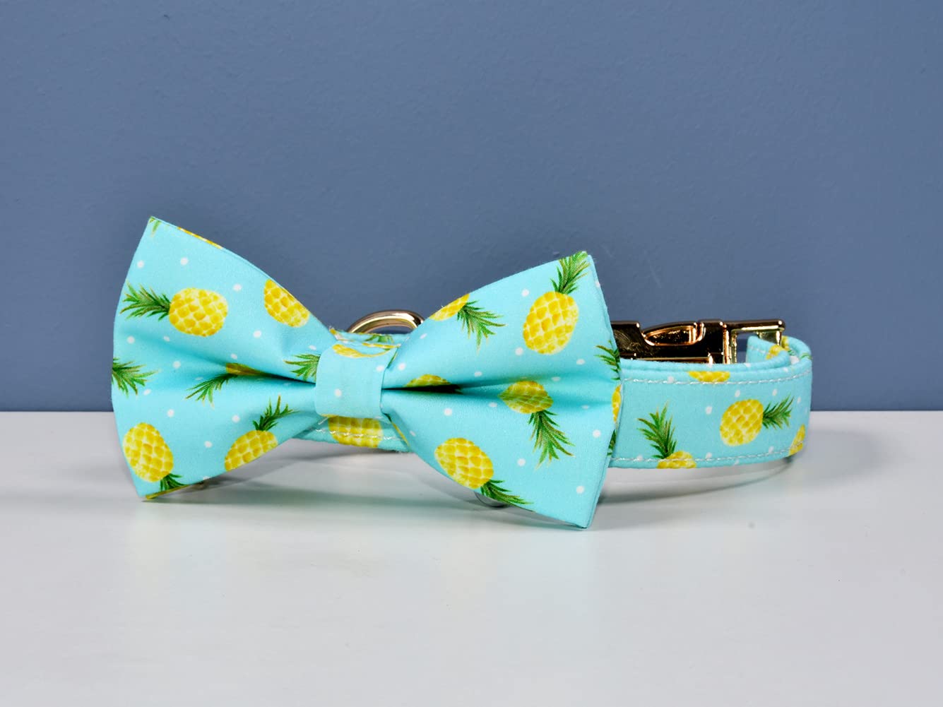 Summer Pineapple Dog Collar Dog Bowtie, Detachable Bow, Adjustable Collar For Small Medium Large Dogs