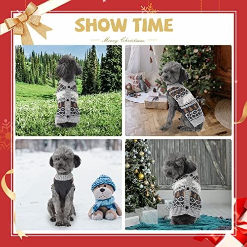 Hrttsy Christmas Dog Sweater Soft Warm Fall Winter V-Neck Pullover Dog Clothes Cute Polar Bear Xmas Tree Pet Costume Sleeveless