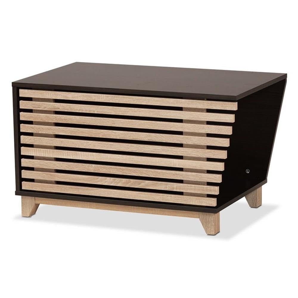 Baxton Studio Eckhart Modern And Contemporary Twotone Dark Brown And Oak Finished Wood Cat Litter Box Cover House