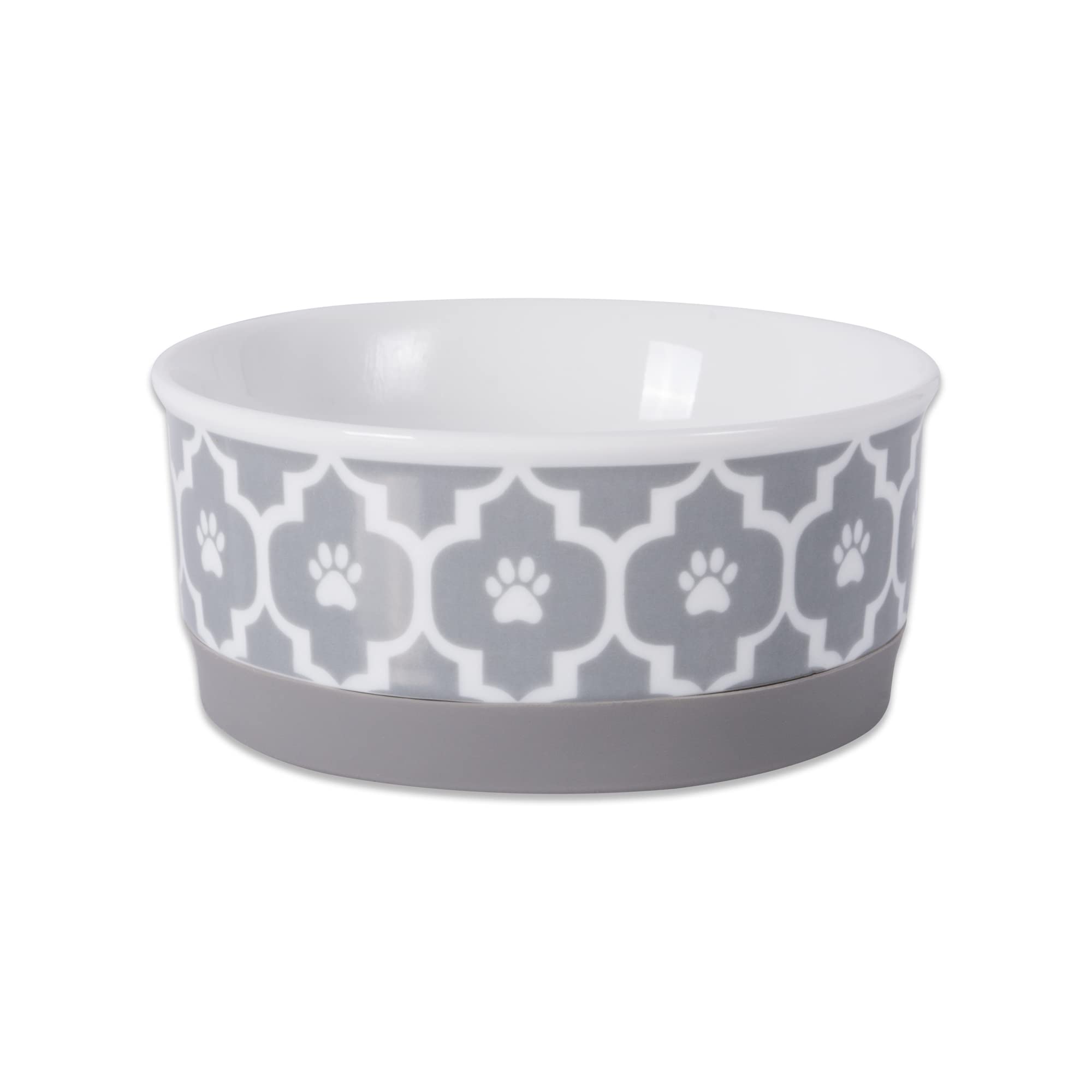 Bone Dry Lattice Collection Pet Bowl & Canister, Single Dish, Small 4.25x2, Gray