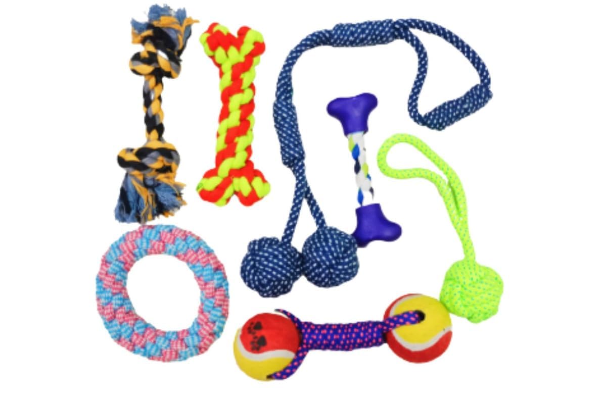 Kittupet Dog Combo Rope Toy For Puppy Teething, Chew Adult Dog Toys For Puppies & Small Dogs (Pack Of 7)