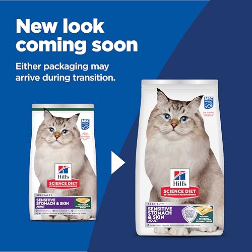 Hills Science Diet Sensitive Stomach & Skin, Adult 1-6, Stomach & Skin Sensitivity Support, Dry Cat Food, Pollock & Barley, 6 l