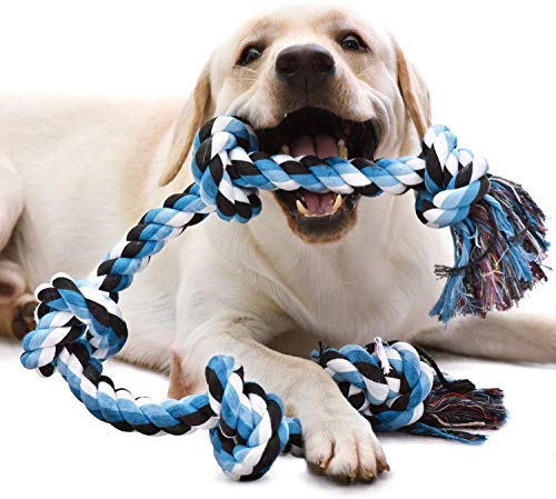 Psk Pet Mart 6 Knots Cotton Rope Dog Chew Toy For Medium To Adult Dogs 28 Inch Long  Extra Durable (Color May Vary)
