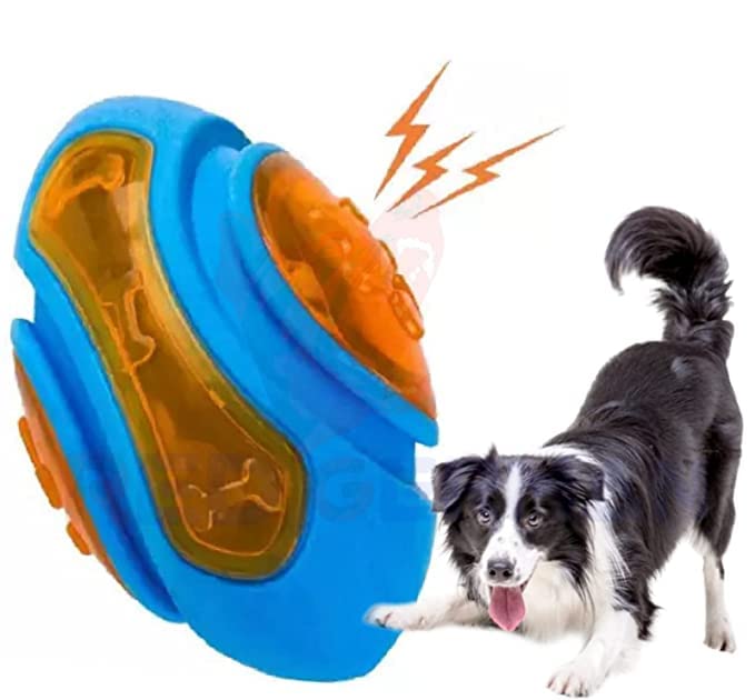KsPups Dog Imported Toy I LED Squeaker Rugby Toy I Interactive Dumbbell Ideal for Playing and Chewing Dogs (Color May Vary, Pack