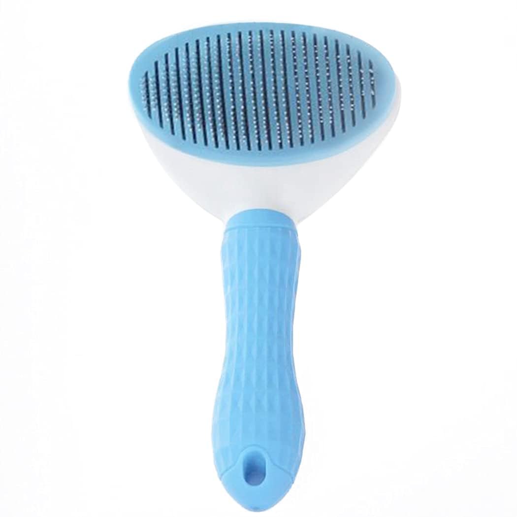 Pet Grooming Brush Gentle Soft Steel Needle Effective Self Cleaning Brush Dog Shedding Comb Dog Slicker Brush Blue Short Long Kn