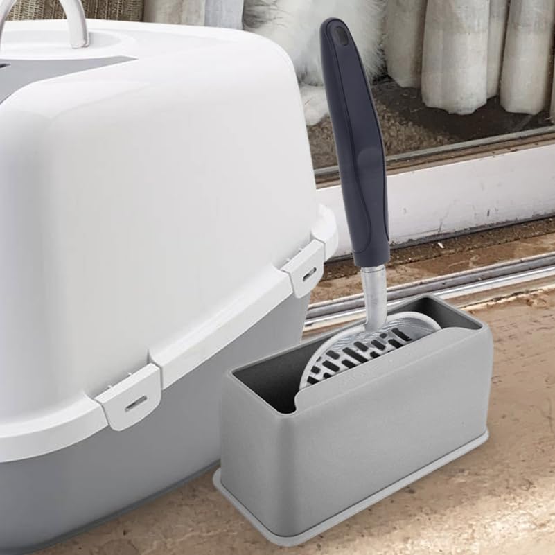 Housoutil Cat Litter Scoop Holder With Stand, Storage Box For Cat Litter Scooper, Plastic Cat Litter Shovel Container, Modern De