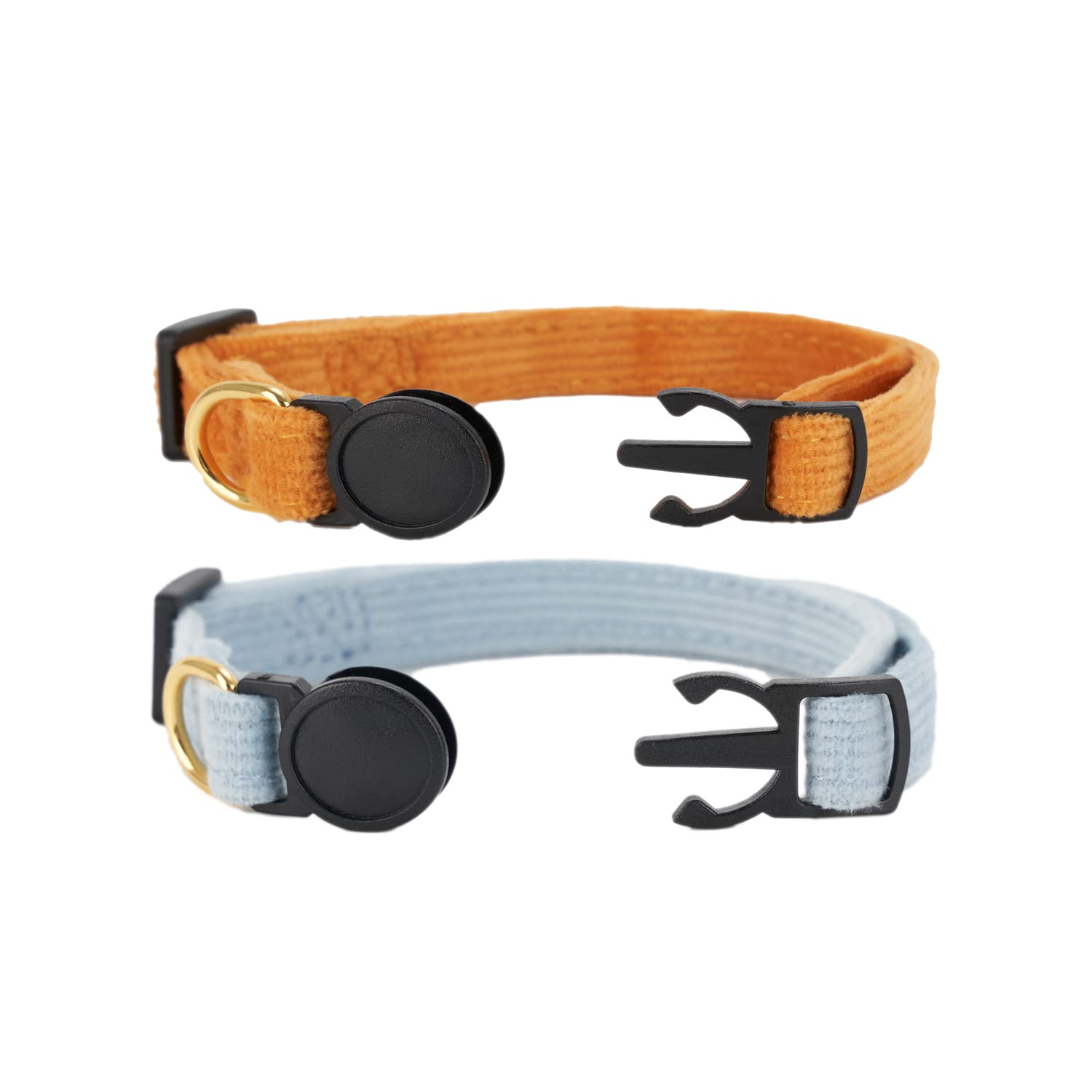 Petiry 2 Pack Soft Corduroy Cat Collar, Plaid Pattern, With Bell And Bowtie, Safety Breakaway Clasp, Adjustable For And Cats.(Ad