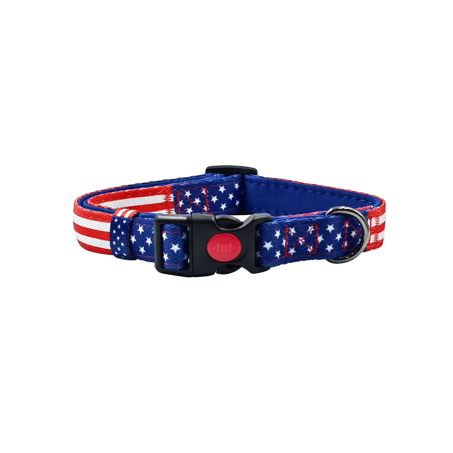 Olahibi Neoprene Padded Dog Collar, Soft And Comfortable, Flag Pattern, For Large Dogs.(Large, American Flag)