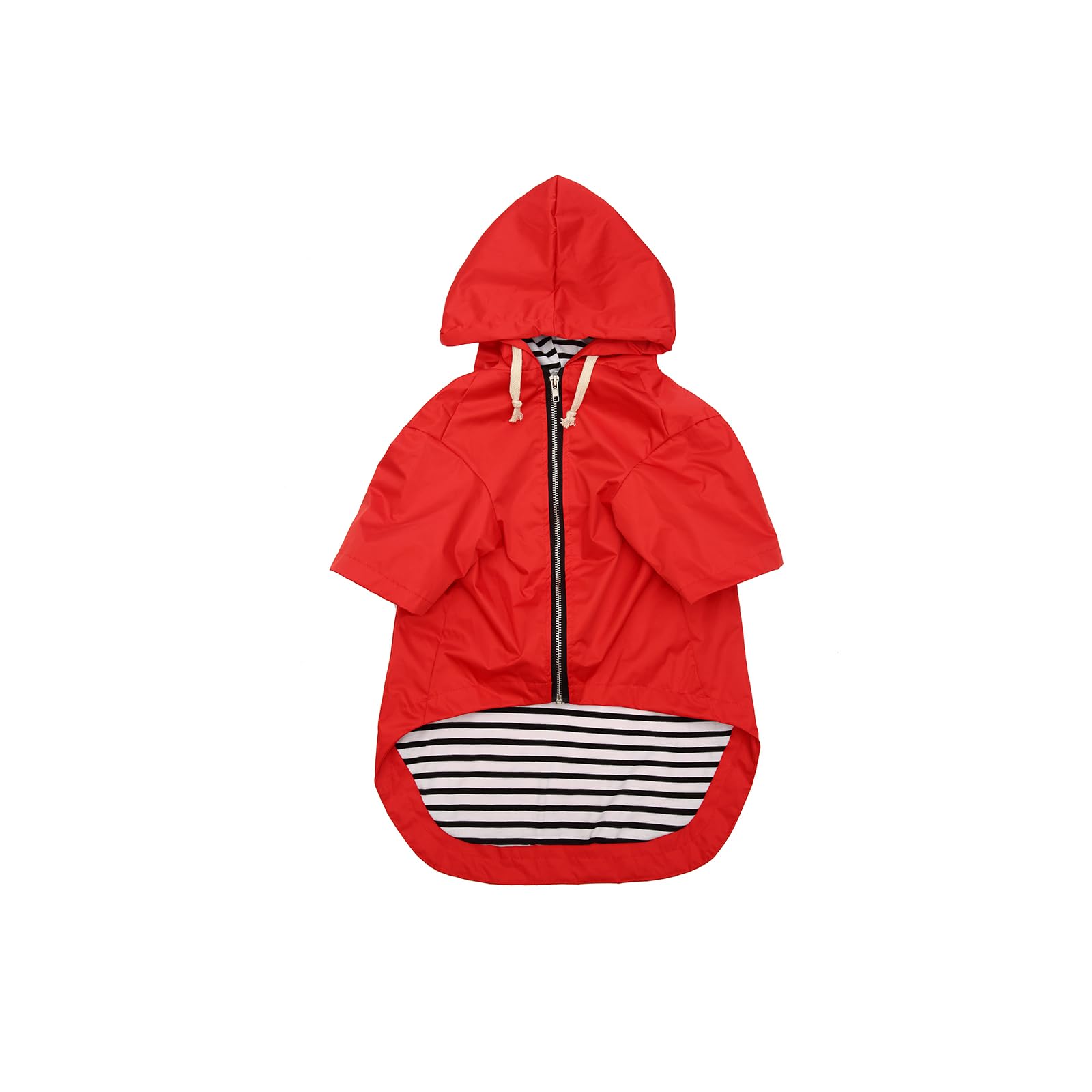 Dog Raincoat Waterproof Puppy Rain Jacket With Hood For Small Medium Dogs, Poncho With Reflective Strap, Storage Pocket And Harness Hole - Red - L