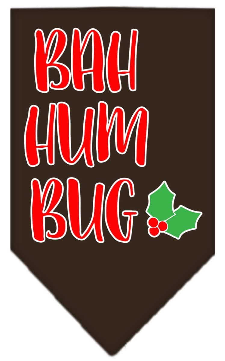 Christmas Pet and Dog Bandana Screen Printed, "Bah Humbug" Cocoa Large