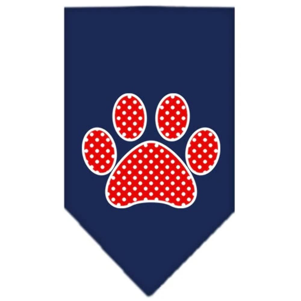 Pet and Dog Bandana Screen Printed, Red Swiss Dot Paw Lime Green Large