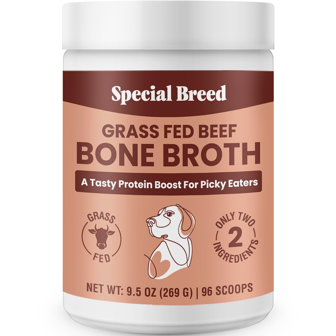 Bone Broth Powder for Dogs and Cats - Dog & Cat Food Topper for Picky Eaters - Grass Fed Beef Bone Broth Supplement - Supports H