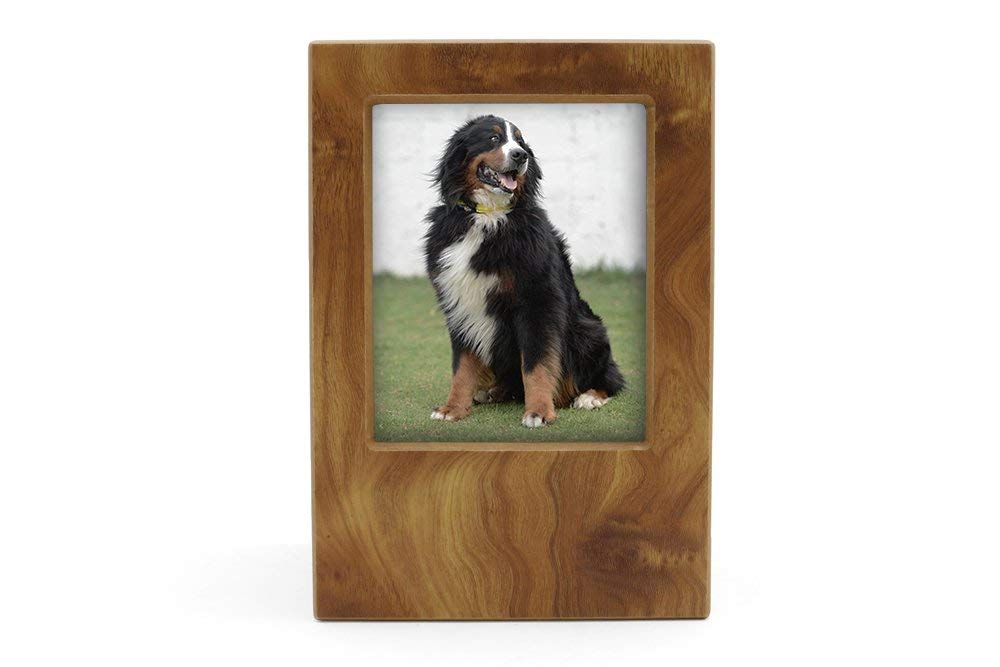 Near & Dear Pet Memorials MDF Pet Photo Cremation Urn, 200 Cubic Inch, Natural Grain Finish