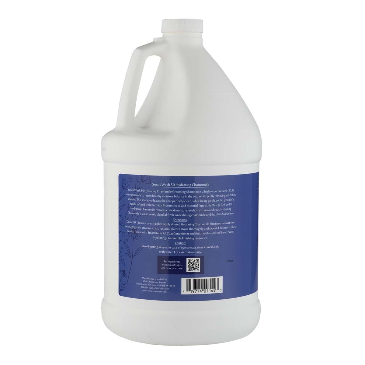 Chris Christensen SmartWash50 Dog Shampoo - Chamomile, 1 Gal, Hydrating, Blue, Makes 50 Bottles, Professional Grooming, USA Made