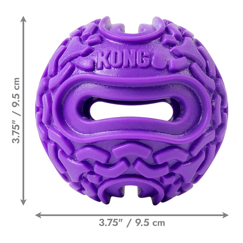 KONG Squeezz Flex Ball – Interactive Dog Toy, Medium/Large, Purple, Thermoplastic Rubber, Holds Treats & Chews, Model PCF21