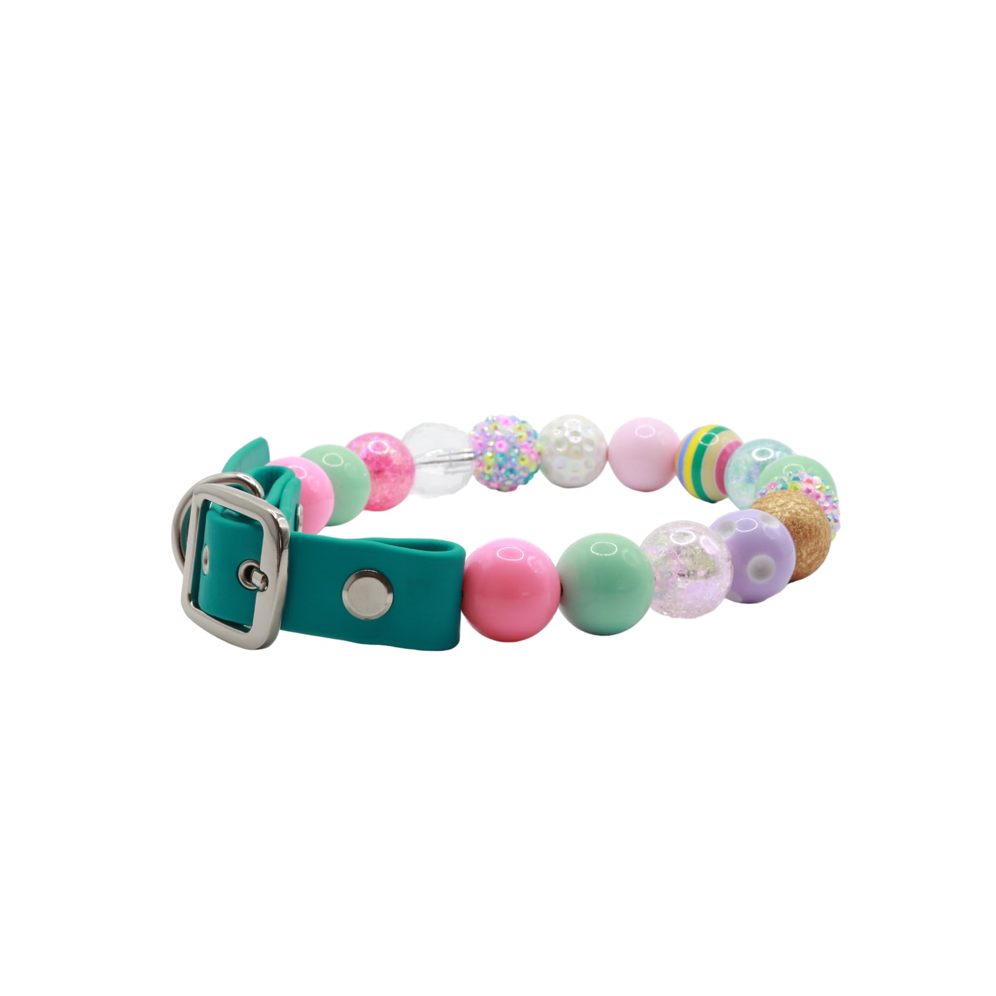 Adjustable Pet Collar For Small Medium And Large Dogs Beaded Silicone Dog Necklace Handmade Girl Bling Fancy Female Cats Pretty