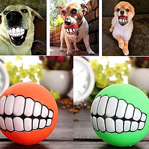 Pet Guard Teeth Ball for Dogs, Fun Pet Toy with Human Smile Design & Squeaker, Nontoxic for Puppy Small Medium or Large Doggies 