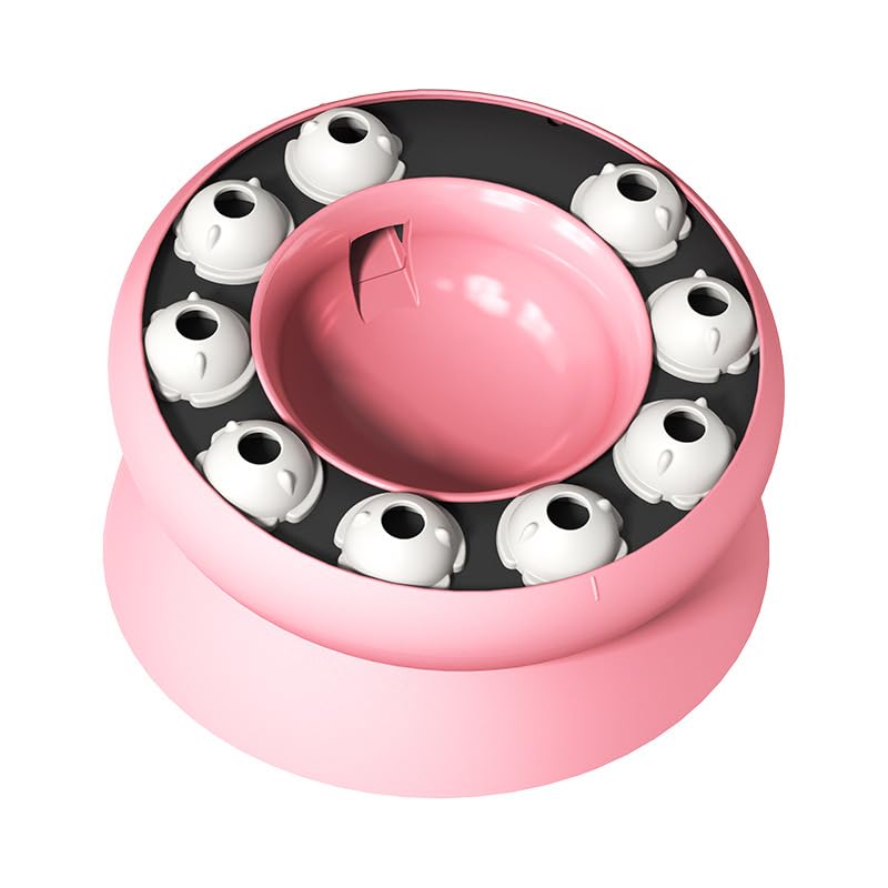 Interactive Cat Puzzle Feeder Bowl - Slow Feed Toy for Cats - Healthy Eating - BPA-Free, Easy to Clean, Anti-Slip Base (Pink)