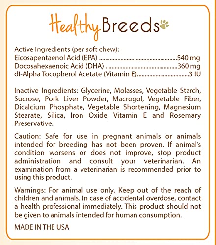 Healthy Breeds Kuvasz Omega HP Fatty Acid Skin and Coat Support Soft Chews 90 Count
