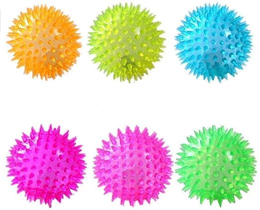 Bohobark Dog Squeaky Chew Toys For Aggressive Chewers | Dental Cleaning NonToxic Soft Natural Rubber Toy | Cute Lights And Spik