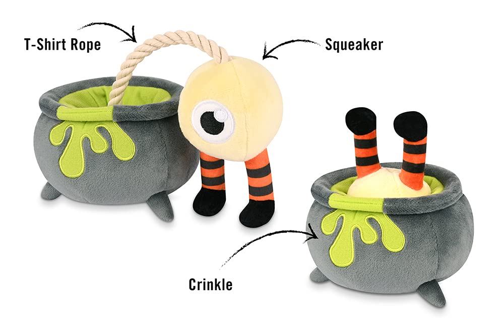 P.L.A.Y. Cute Plush Dog Toys - Howling Haunts Halloween Themed Durable Squeaker Chew Toy, Great For Puppies & Small, Medium, Lar
