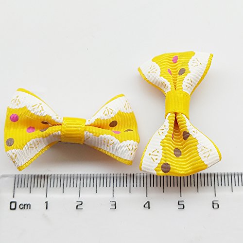 Chenkou Craft 40Pcs/20Pairs New Dog Hair Bows With Clips Pet Grooming Products Mix Colors Varies Patterns Pet Hair Bows Dog Accessories (Bow With Clip)