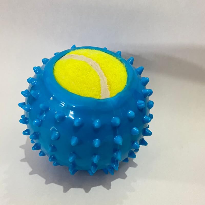 Bohobark Ball For Massage, Muscle Relief, Deep Tissue,Catch And Play Spikey Rubber Ball For Dogs Pack Of 1 Colorful Spike Ball
