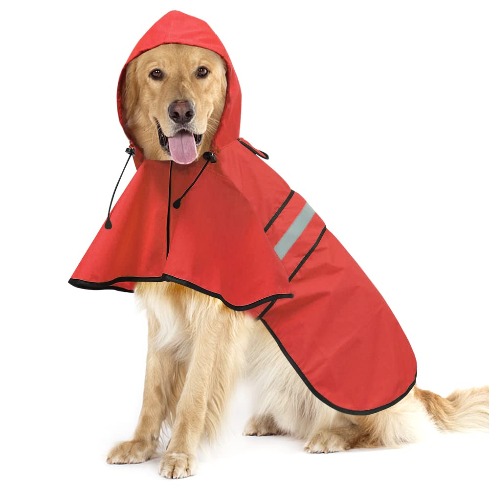 Ezierfy Waterproof Reflective Dog Raincoat - Adjustable Hooded Slicker Poncho Pet Rain Coat, Lightweight Dog Rain Jacket For Sma