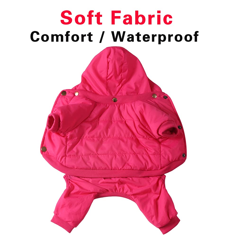 Joydaog Fleece Lined Dog Coat With Detachable Hood And Detachable Hind Legs,Warm Puppy Jacket In Winter(Pink S)
