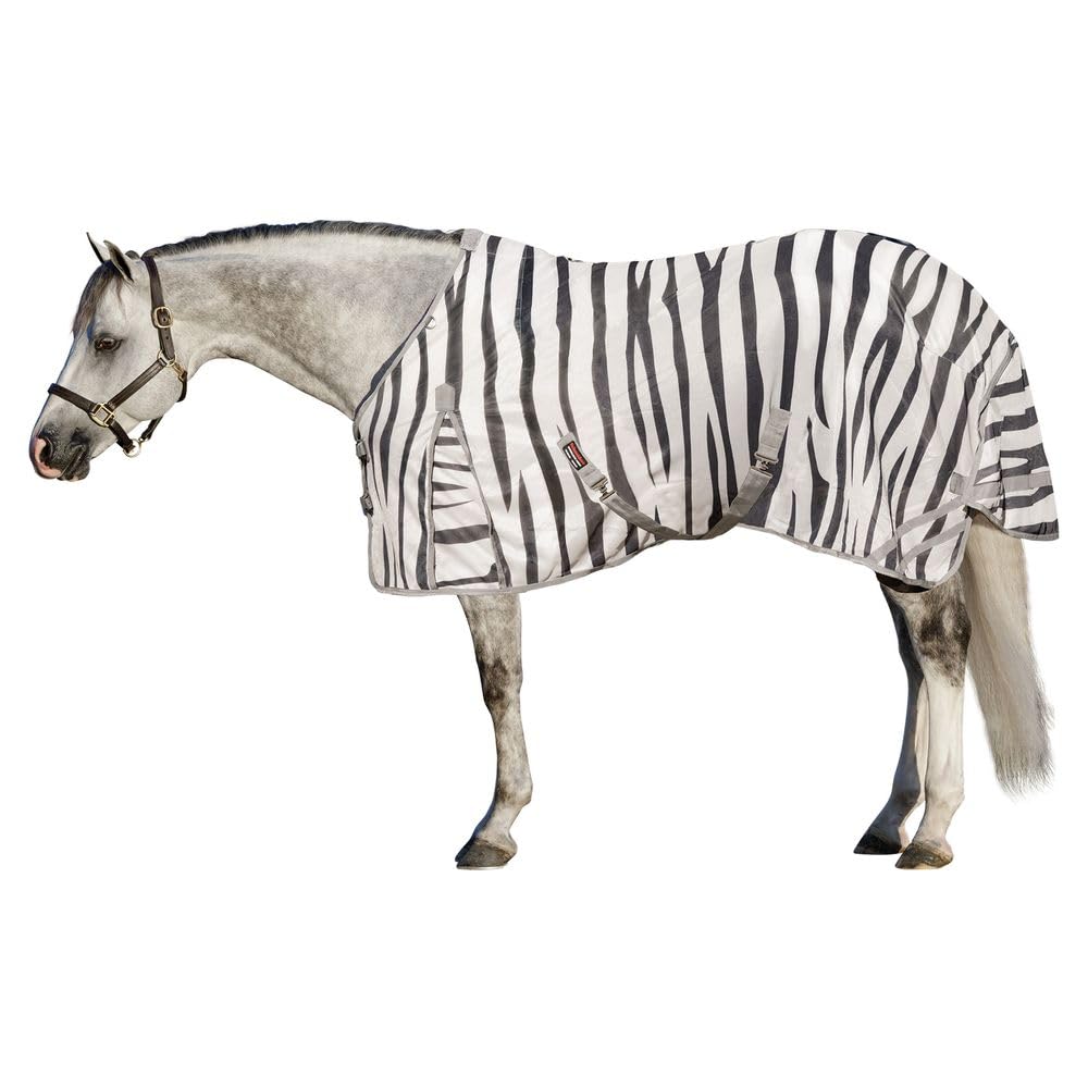 Schneiders Zebra Horse Fly Sheets | Striking Zebra Pattern for Fly Deterrence & UV Protection | Euro Surcingle | Size 78