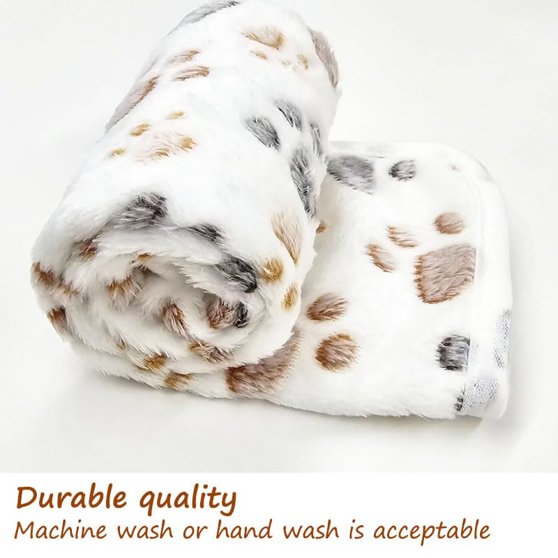 1 Pack 3 Blankets Fluffy Premium Fleece Soft Pet Blanket Flannel Throw for Cat Dog Puppy (Small 23x16, Paw-White/Pink/Brown)