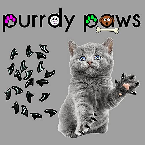 Purrdy Paws 40 Pack Soft Nail Caps For Cat Claws Black Medium